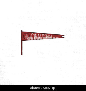 camping pennant template vintage hand drawn pennant in retro colors