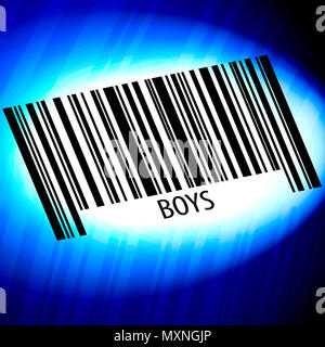 Boys, barcode with blue Background Stock Photo - Alamy
