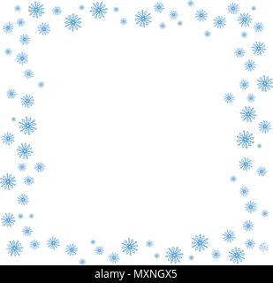 Square Christmas border or frame with random scatter falling sno Stock Vector
