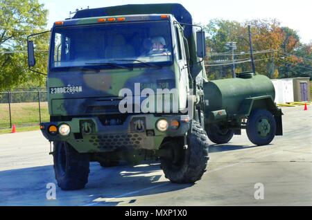 A competitor wheels a Light Medium Tactical Vehicle with an M149 water trailer through the course Nov. 18 during the annual 508th Transportation Company Truck Rodeo that took place in the unit’s motor pool complex. Stock Photo