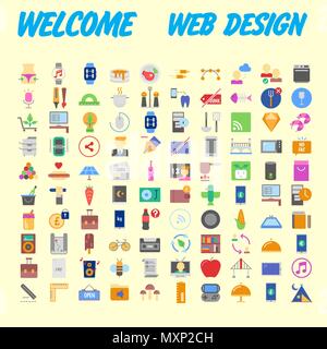 Simple set of vector flat line icons. Contains such Icons as Business, Marketing Shopping Banking E-commerce SEO Technology Medical Education Web Deve Stock Vector