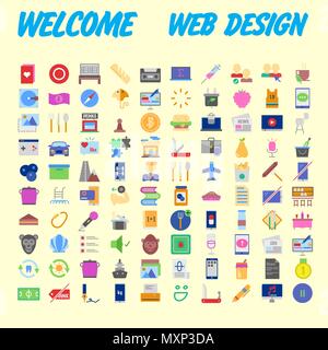 Set of 100 universal modern thin line icons for web and mobile. Vector illustration Stock Vector