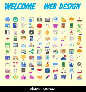 100 icon set. Trendy thin and simple icons for Web and Mobile. Light version. Vector illustration Stock Vector