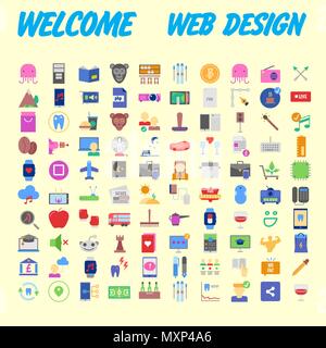 100 icon set. Trendy thin and simple icons for Web and Mobile. Light version. Vector illustration Stock Vector