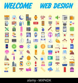 100 icon set. Trendy thin and simple icons for Web and Mobile. Light version. Vector illustration Stock Vector