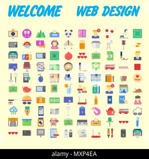 100 icon set. Trendy thin and simple icons for Web and Mobile. Light version. Vector illustration Stock Vector