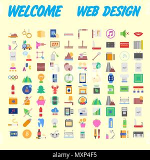 100 icon set. Trendy thin and simple icons for Web and Mobile. Light version. Vector illustration Stock Vector