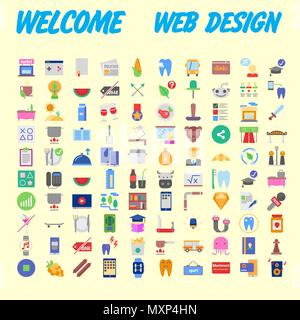 Flat seo optimization, business startup and essential, advertising, banking and finance icons set for website and mobile site and apps. Simple pictogr Stock Vector