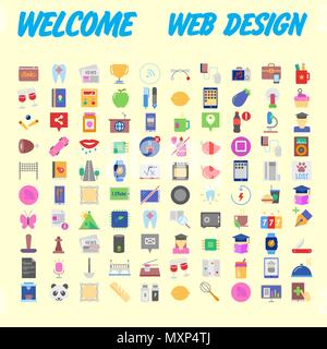 Flat seo optimization, business startup and essential, advertising, banking and finance icons set for website and mobile site and apps. Simple pictogr Stock Vector