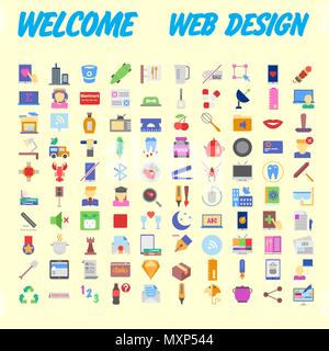 Flat seo optimization, business startup and essential, advertising, banking and finance icons set for website and mobile site and apps. Simple pictogr Stock Vector