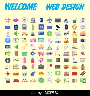 Icons online store. Base set in a flat style. multicolor on the color plate. Vector illustration Stock Vector