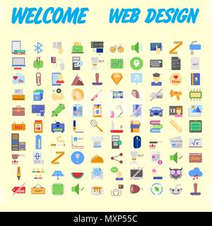 Icons online store. Base set in a flat style. multicolor on the color plate. Vector illustration Stock Vector