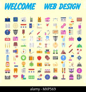 Icons online store. Base set in a flat style. multicolor on the color plate. Vector illustration Stock Vector