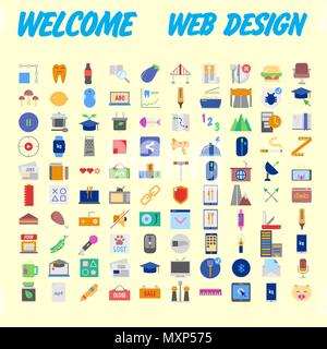 Icons online store. Base set in a flat style. multicolor on the color plate. Vector illustration Stock Vector