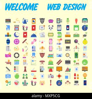 Icons online store. Base set in a flat style. multicolor on the color plate. Vector illustration Stock Vector