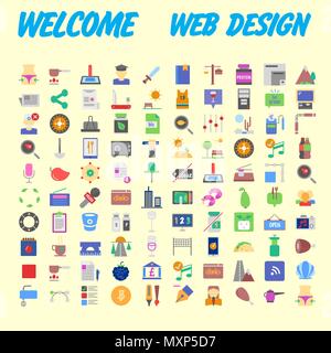 Icons online store. Base set in a flat style. multicolor on the color plate. Vector illustration Stock Vector