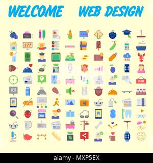 Icons online store. Base set in a flat style. multicolor on the color plate. Vector illustration Stock Vector