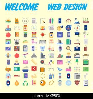 Icons online store. Base set in a flat style. multicolor on the color plate. Vector illustration Stock Vector