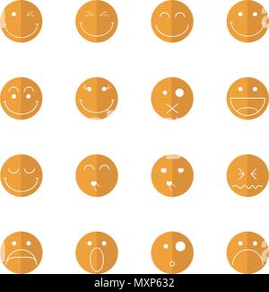 Set of emoticons, emoji isolated on white background, flat illustration Stock Vector