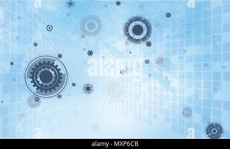 Abstract neat Blurred Background with Dots Array and Lines. Connection Structure. Geometric Modern Technology Concept. Digital Data Visualization. Soc Stock Vector
