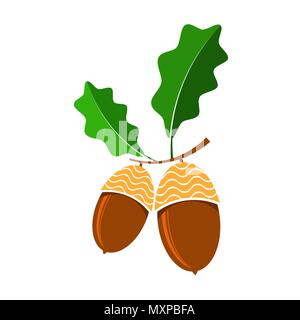 Ripe Acorn Icon. Autumn Oak Nut and Seed Logo Stock Vector