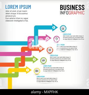 Vector illustration for business Infographic template layout overwrapping arrow design for presentation, business meeting, marketing, techonology work Stock Vector