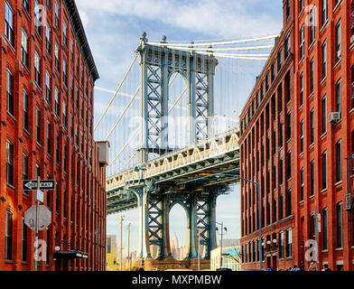 Manhattan Bridge at Sunset, New York, USA Stock Photo