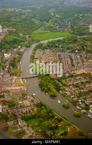 Aerial view of Richmond Upon Thames ,Twickenham and Ham,Richmond Bridge,river Thames and Richmond Park ,Greater London,UK Stock Photo