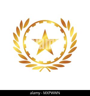 Golden Star Working Class Hero Vector Symbol Graphic Logo Design Stock Vector