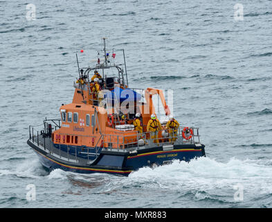 RNLI, Penlee Lifeboat Ivan Ellen off Newlyn, heading out for a training exercise with the coastguard Stock Photo
