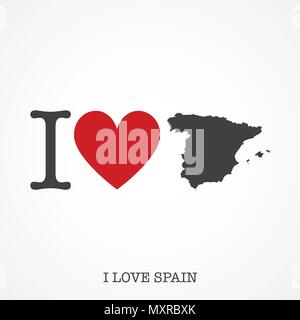 I love Spain. Heart shape national country map icon Stock Vector