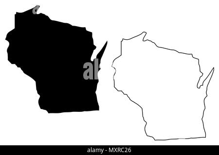 Wisconsin map vector illustration, scribble sketch Wisconsin map Stock Vector