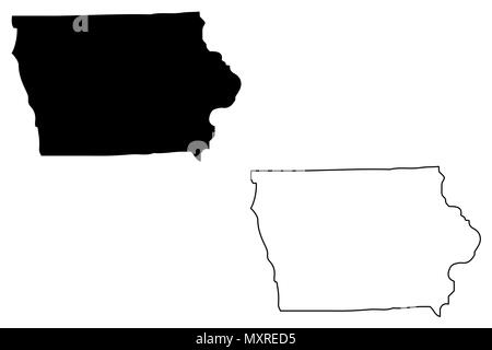 Iowa map vector illustration, scribble sketch Iowa map Stock Vector ...