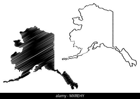 Alaska map vector illustration, scribble sketch Alaska map Stock Vector ...