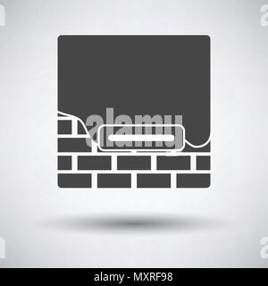 Icon of plastered brick wall  on gray background, round shadow. Vector illustration. Stock Vector