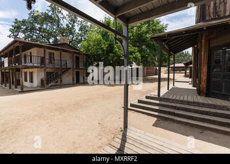Historic movie set street owned by US National Park Service at Paramount Ranch in the Santa Monica Mountains National Recreation Area near Los Angeles Stock Photo