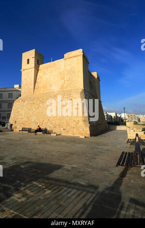 The Wignacourt Tower, or Saint Paul's Bay Tower, a bastioned watchtower in St Paul's Bay, Malta Stock Photo