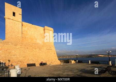 The Wignacourt Tower, or Saint Paul's Bay Tower, a bastioned watchtower in St Paul's Bay, Malta Stock Photo