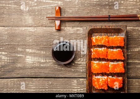Photo rolls on rectangular plate Stock Photo