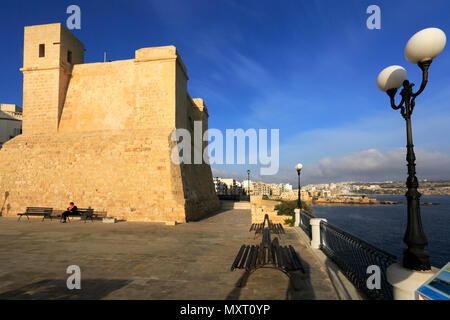 The Wignacourt Tower, or Saint Paul's Bay Tower, a bastioned watchtower in St Paul's Bay, Malta Stock Photo