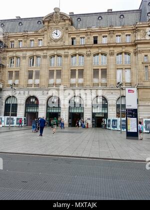 People in front of the train station at Gare Saint-Lazare, Paris, France Stock Photo