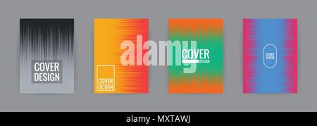 Set of cover background design template vector illustration. Colorful halftone gradient effect gray, black, red, yellow, green, orange, hot pink and b Stock Vector