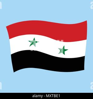 Syrian national flag flying vector illustration Stock Vector