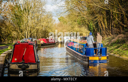 Barges on the Kennet & Avon Canal in Bradford on Avon, Wiltshire, UK taken on 23 March 2014 Stock Photo