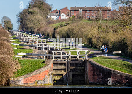 Caen flight of locks in Devizes, Wiltshire, UK taken on 16 March 2014 Stock Photo