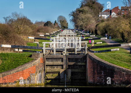 Caen flight of locks in Devizes, Wiltshire, UK taken on 16 March 2014 Stock Photo