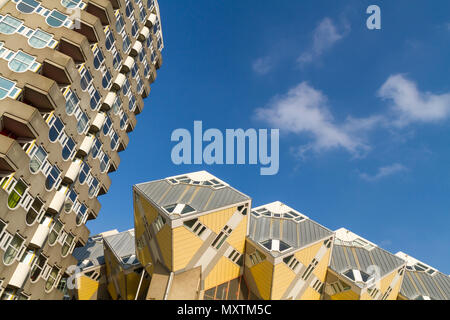 Rotterdam architectural skyline and unique yellow cube houses Stock Photo