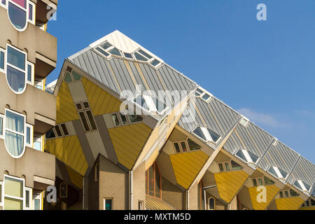 Rotterdam skyline and unique cube houses in a row Stock Photo