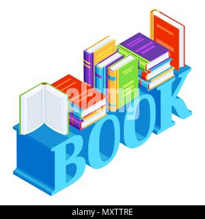 Isometric word with books. Stock Vector