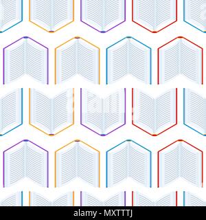 Seamless pattern with isometric books. Stock Vector